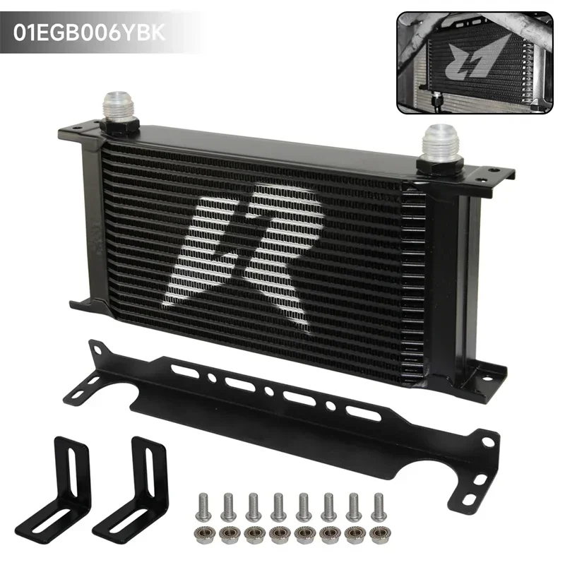 

Universal LR Oil cooler +Mounting Bracket Mocal Type Kit AN10 19 Row Engine 248mm Engine Black/Silver Aluminum
