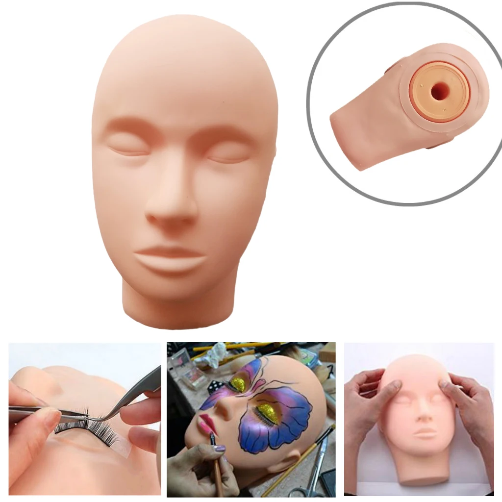 Makeup Eyelash Extension Massage Training Mannequin Manikin with Mount Hole