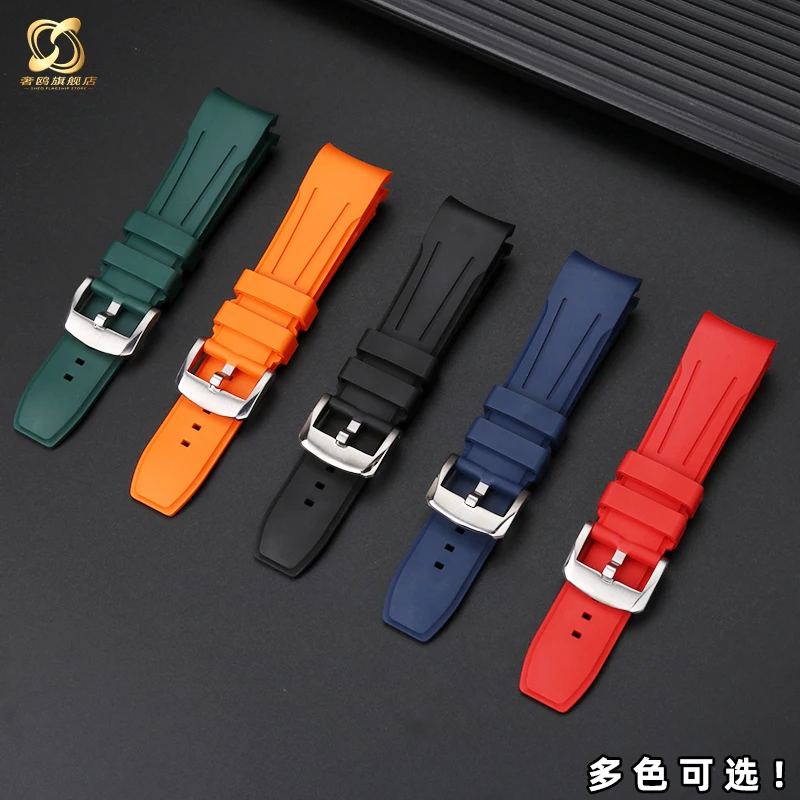 Curved end Fluoro rubber watch strap 22mm Men's For Citizen Blue Angel second generation jy8078 watchband Stainless steel buckle image 2