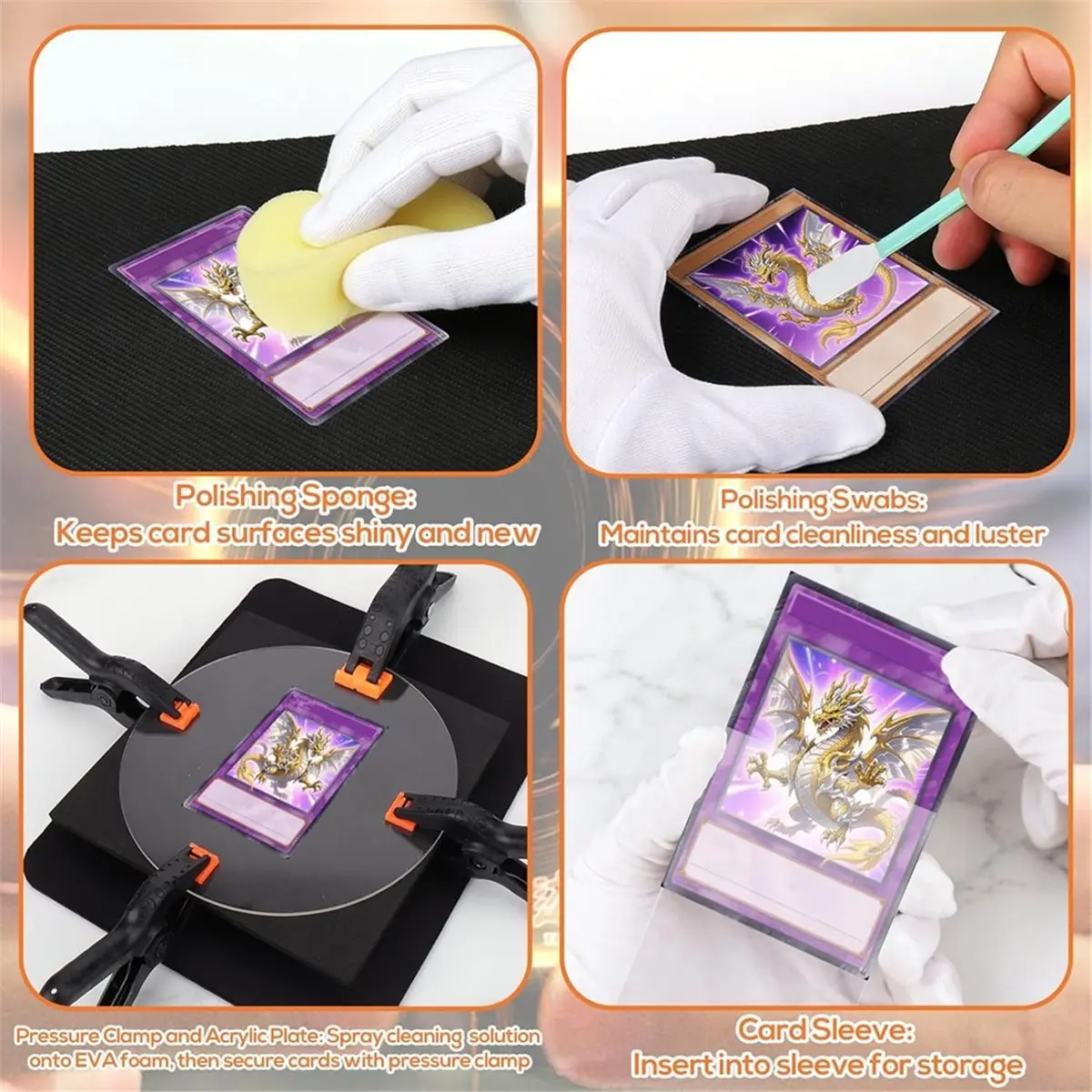 385 Pcs Card Cleaning Kit, Trading & Sports Card Fattening Repair Care Tool for Baseball, Football, Basketball Cards