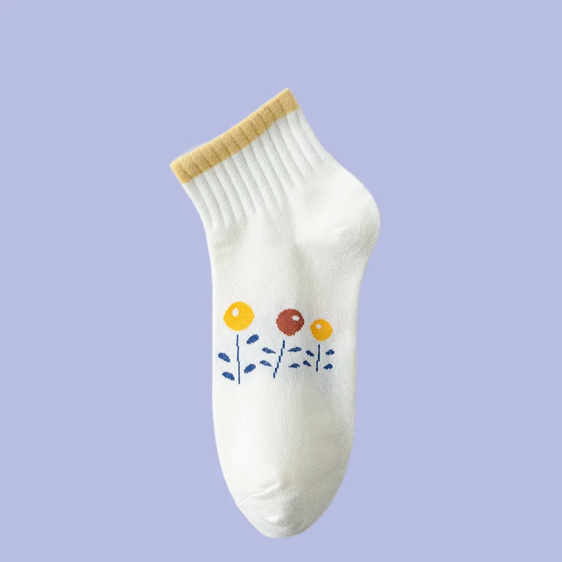 5/10 Pairs High Quality Cream Series Comfortable Casual Socks Cartoon Rabbit Sweat-Absorbent Thin Color-blocked Striped Socks