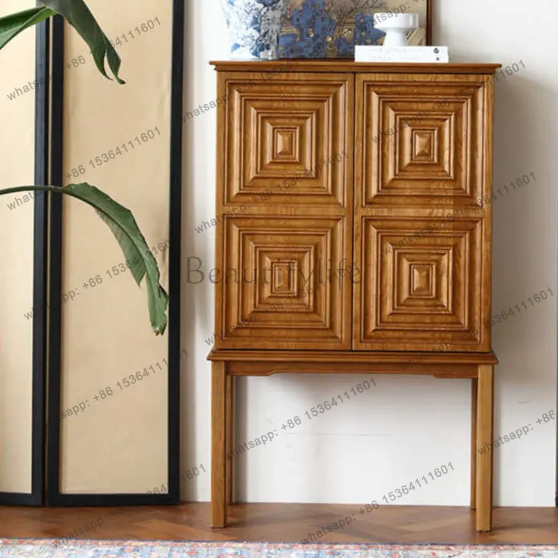 

American wall solid wood storage cabinet French porch multi-functional decorative cabinet