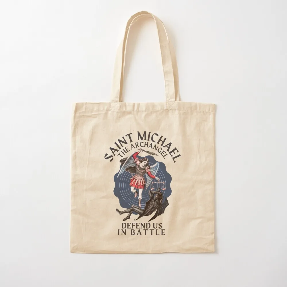 حقيبة سانت مايكل توت من القماش، حقائب تسوق قابلة لإعادة الاستخدام، حقيبة تسوق جامعية للنساء