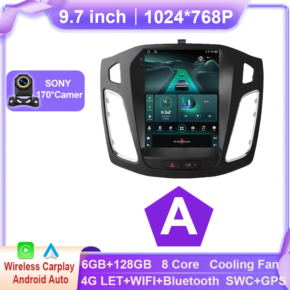 Android 15 Autoradio Voor Ford Focus MK3 2011-2019 Multimedia Video Player Navigatie GPS Stereo auto carplay 2din Nieuwe BT dvd
