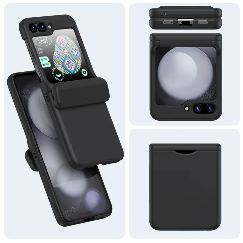 Mit Kartenhalter Schutzhülle für Samsung Galaxy Z Flip 8 7 FE 6 5 4 Flip6 Flip5 Flip4 Vollständig Scharniergeschützte Stoßfeste Hülle – Detail 20