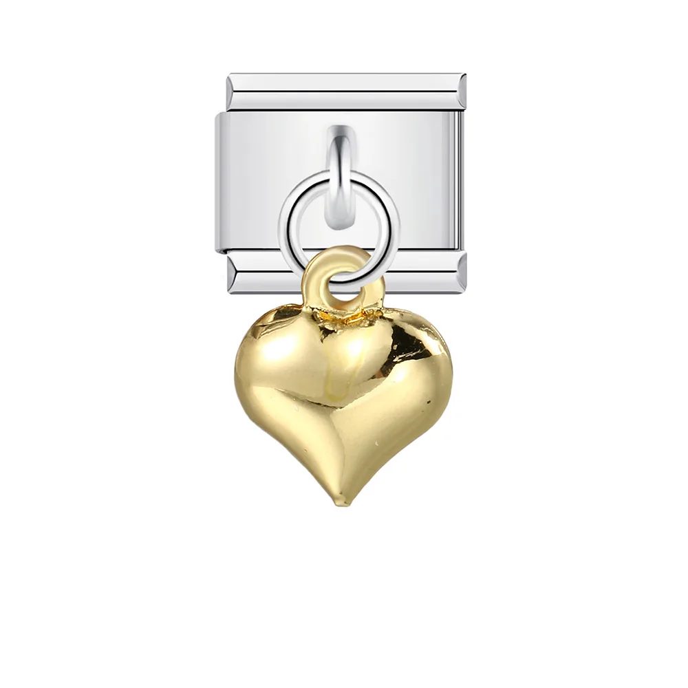URING Delicate Charm Pendant Love Heart Bee Lock Bracelets Italian Link Fit 9mm Stainless Steel Jewelry DIY Making Bangles Beads