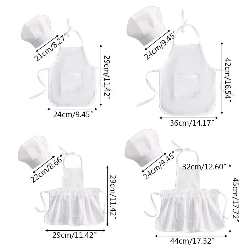 2024 NEW 2 Pcs Cute Baby Chef Apron and Hat Infant Kids White Cook Photos Costume Photography Prop Newborn Hat Apron