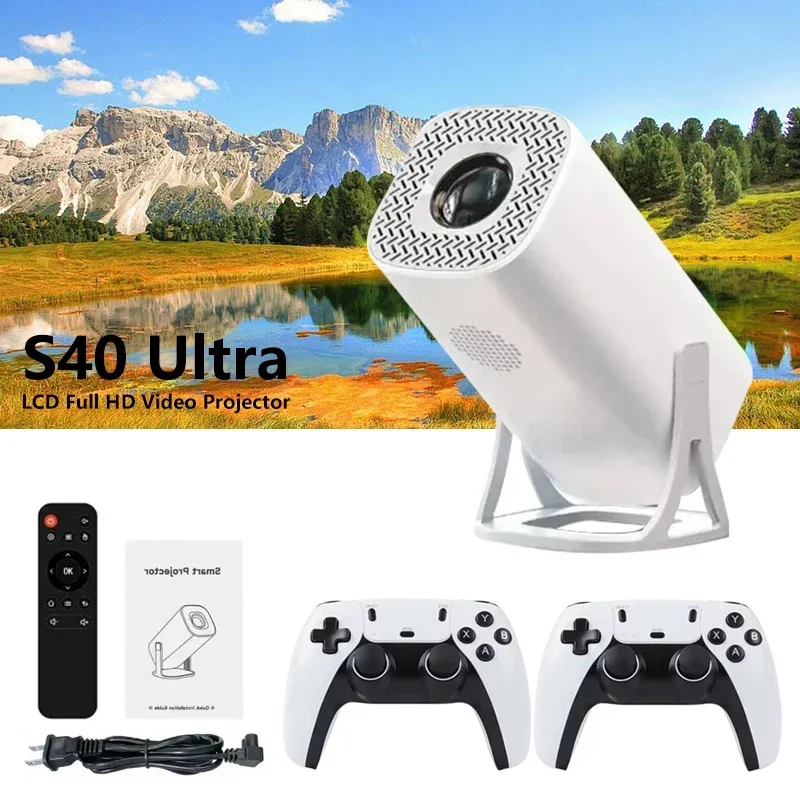 

S40 Ultra Outdoor Pro Mini Projector – 720P Portable Beamer, 5G WiFi, Android OS, 4K Support, Perfect for Camping & PS1 Gaming