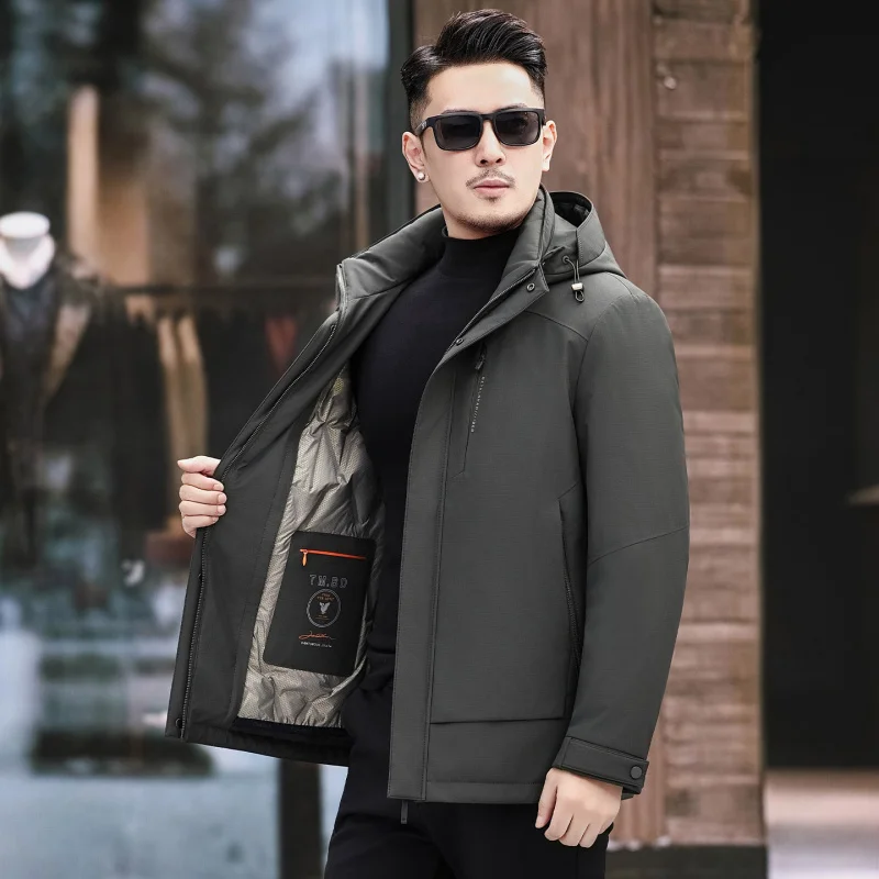 GIOIOMen's Down Jacket，2025Winter New Style Goose Down Filled Warm Business Casual High-Quality Down Cotton Jacket Coat