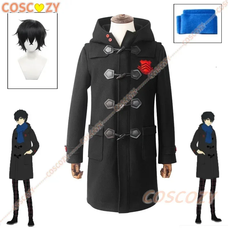 

P5 Game Ren Amamiya Cosplay Costume Wig Joker Winter Embroidery Hoodie Coat Pants Daily Wear Unisex Halloween Christmas Outfits