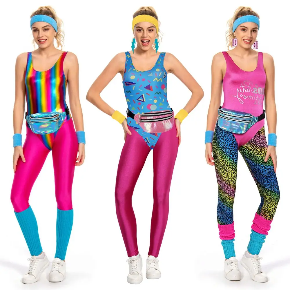 Hippie Fantasia 80er 90er Jahre Kostüm Frauen Disco Party Cosplay Verkleidung erwachsene Frauen Halloween Karneval Vintage Rock Kleidung Hip-Hop