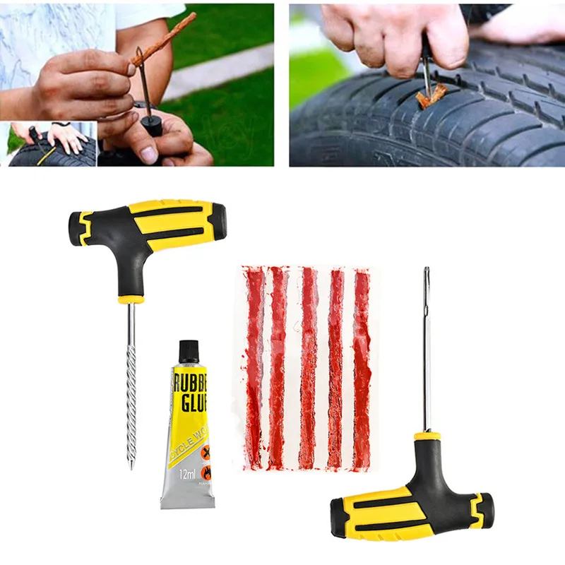 

Car Tire Repair Kit Studding Tool Set Auto Bike Motorcycle Tubeless Tire Tyre Puncture Plug Garage Car Accessories