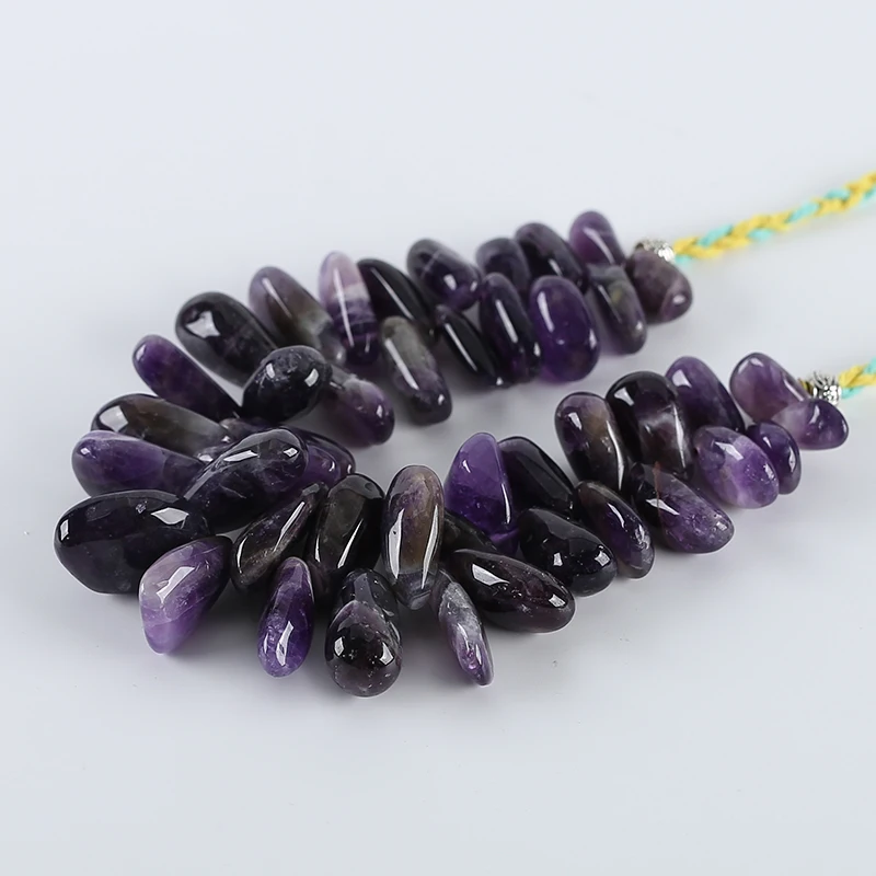 Natural Irregular Amethyst Necklace Stone Beaded For Women Girls Gift Gemstones Choker Jewelry 31inch 180g