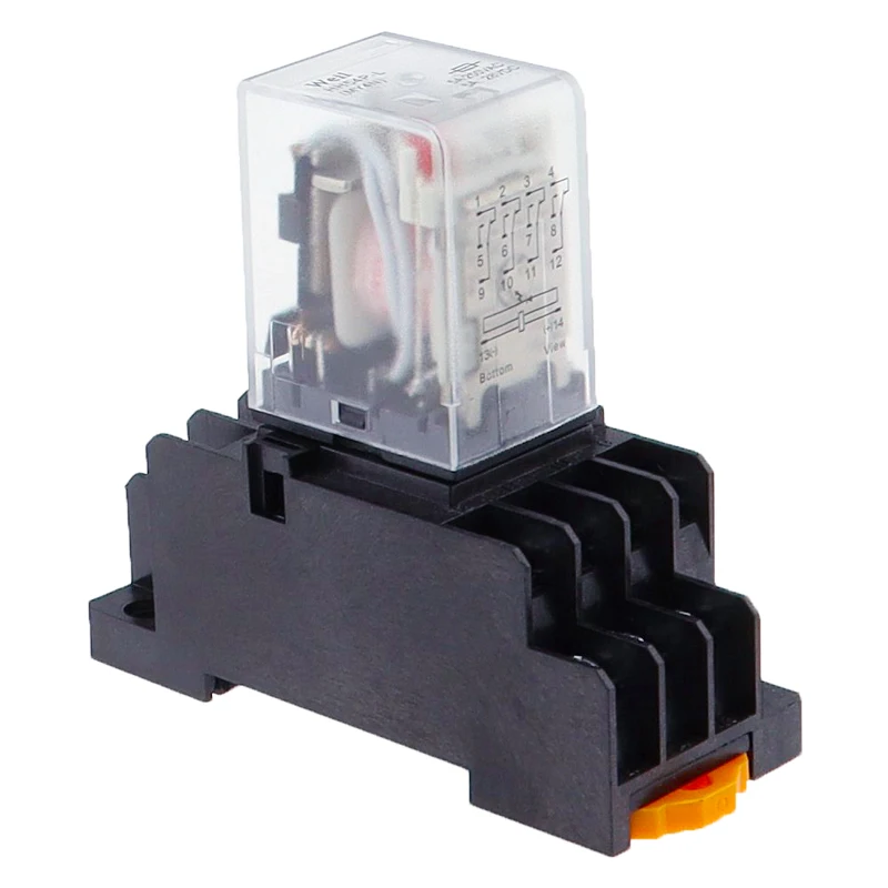 Imagem -03 - Led Verde Indicador de Potência Relé Trilho Din 14 Pin Base Bobina My4nj Hh54pl ac dc 12 v 24 v 36v 48v 110 v 220v 380v 4no 4nc Grupo 10