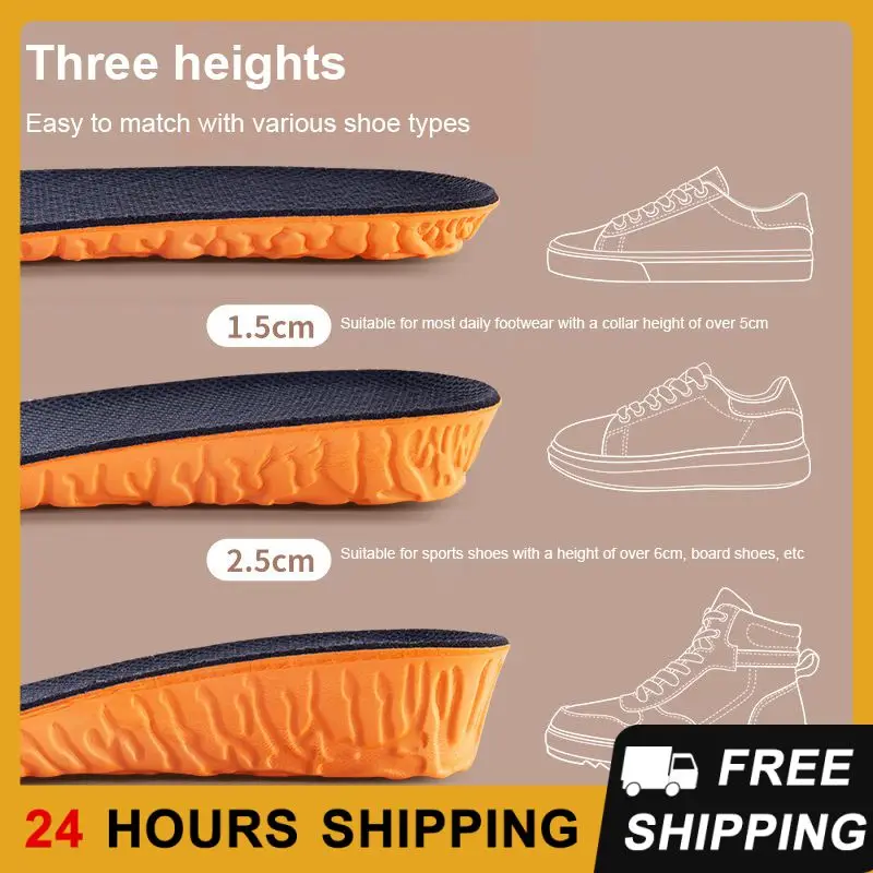 Height Increase Insoles For 1.5-3.5 CM Up Invisiable Deodorant Breathable Soft Cushion Shock Absorption Orthopedic Shoes Pads