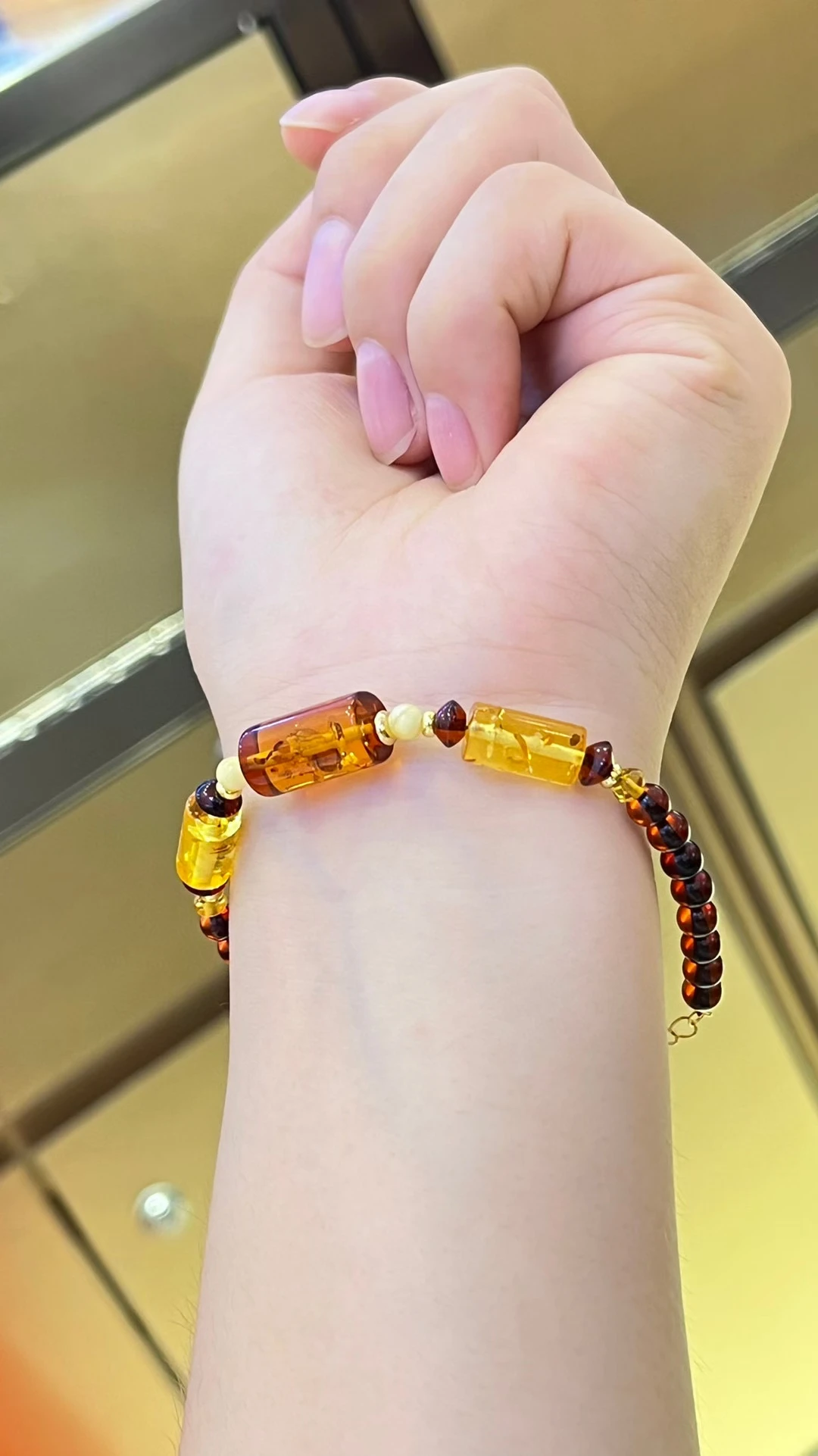 معتمد العنبر البلطيق الطبيعي سوار مُزين بالخرز متعدد الألوان الأصفر الحقيقي/الأحمر/زهرة العنبر سلسلة ستراند معصمه بوهو مجوهرات