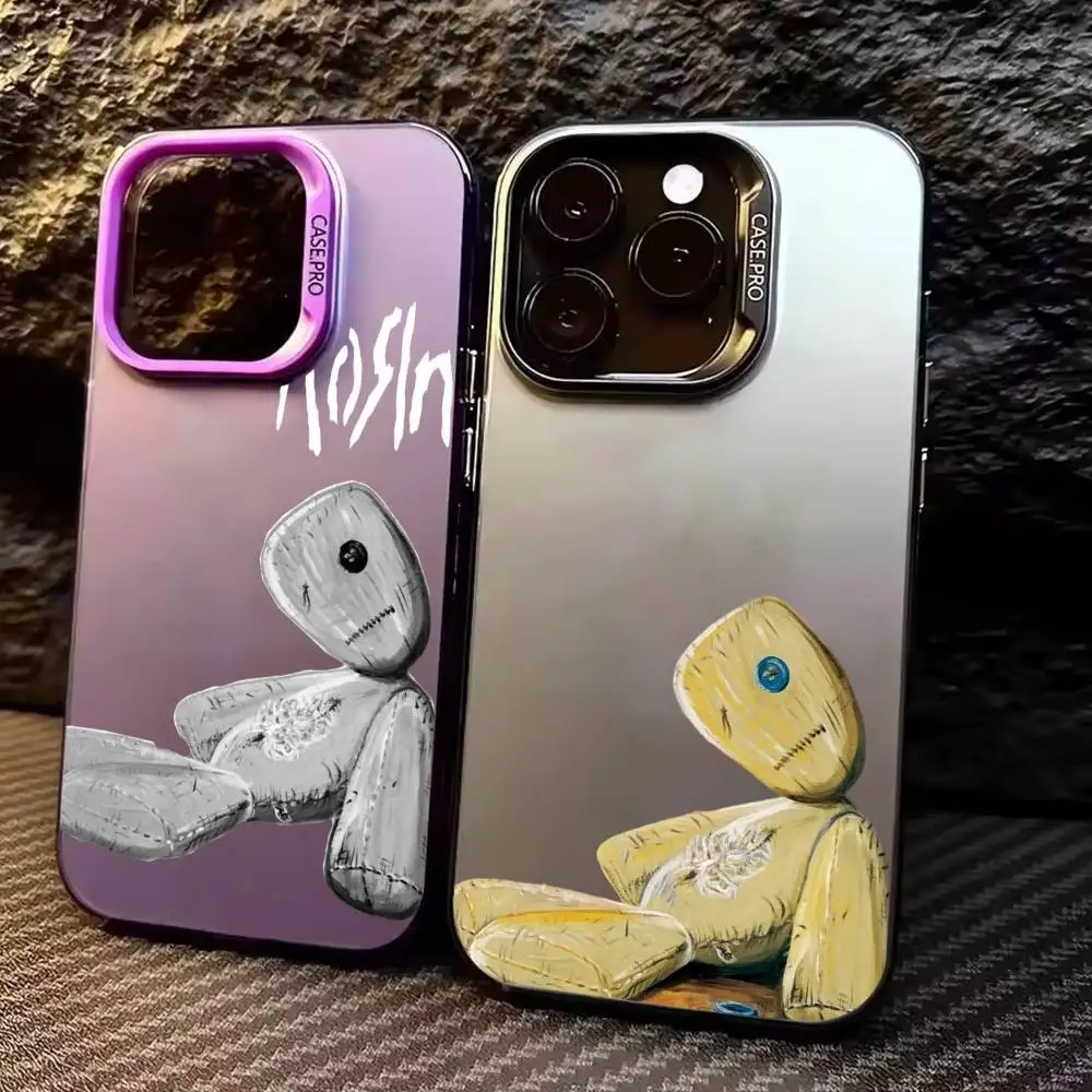 

K-KornS Rock Band Phone Case For iPhone17,16,15,14,13,12,11 Plus,Pro Max Colored Silver Plated Inside Cover