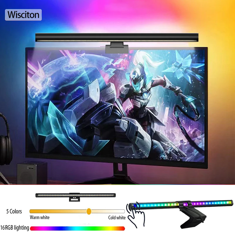 

Световая панель монитора RGB Светодиодная панель RGB Световая панель Монитор Освещение Рабочая игра Обучение чтения Затемнение Настольная лампа Освещение ноутбука
