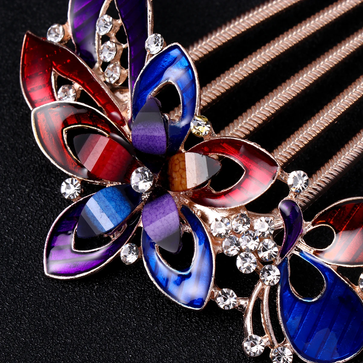 

Rhinestone Flower Comb Purple Hair Jewels Elegant Accessories Women Combs Wedding Headdress Fashion Headwear Hair Ornament Bride