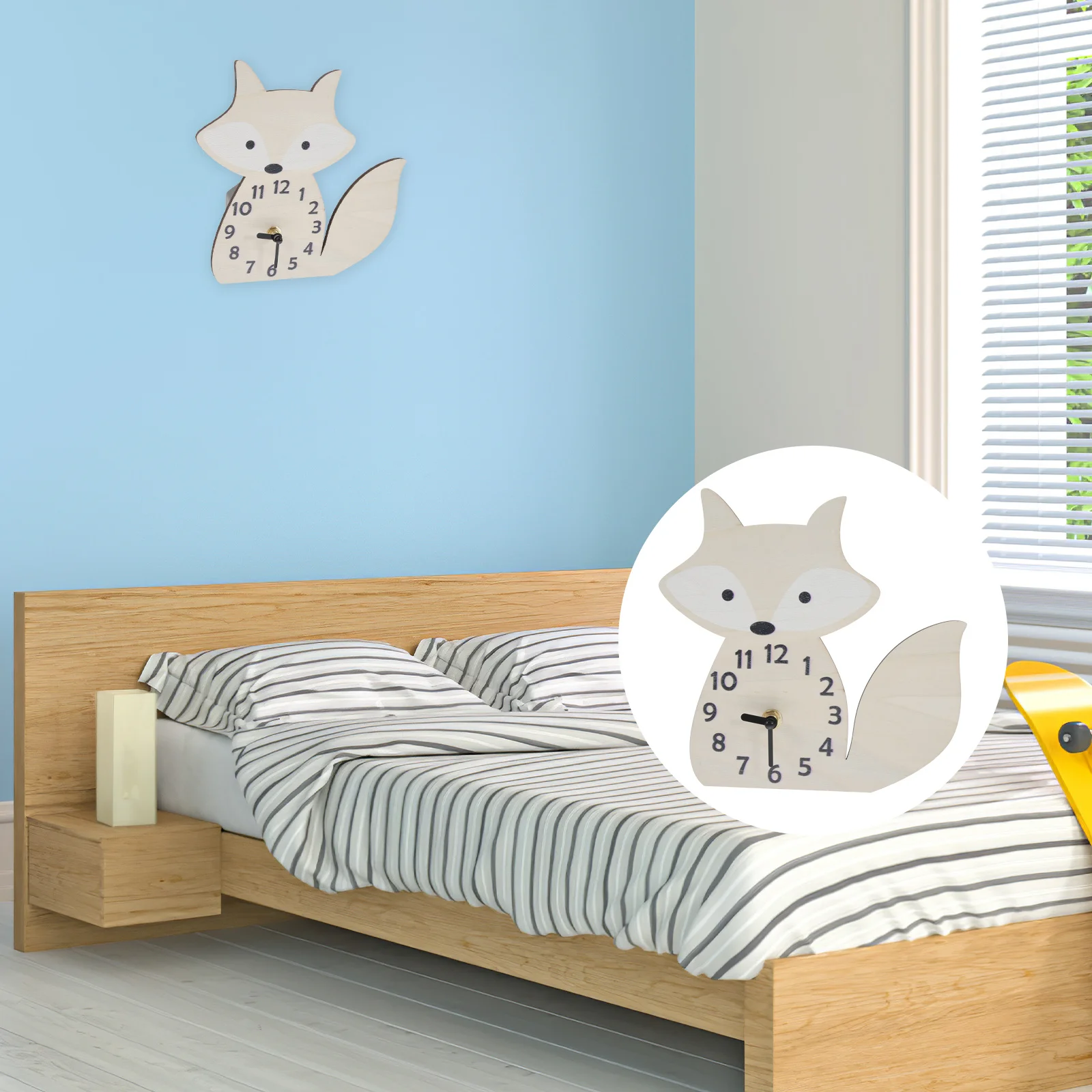 

Wooden Fox Shaped Wall Clock Hanging Non Ticking Mute Decorative Timepiece For Bedroom Living Room Kids Room Home Office Decor