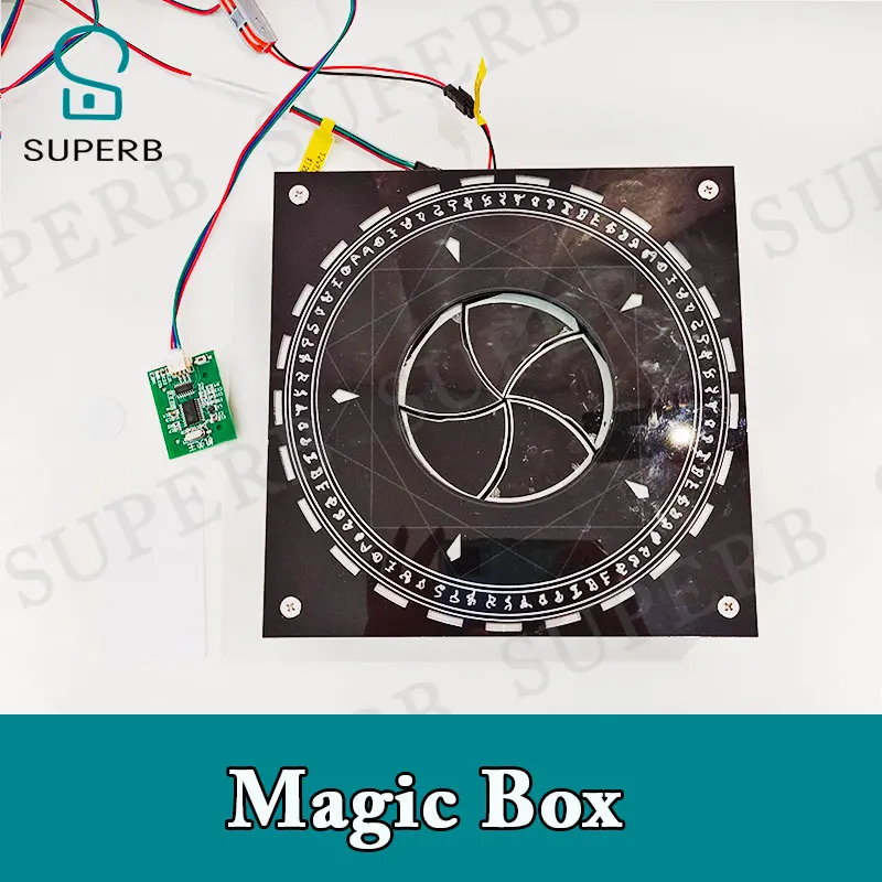 Superb escape room prop magic box put the card to open the box in rotating way lighting box real life game jprop 1987 no audio