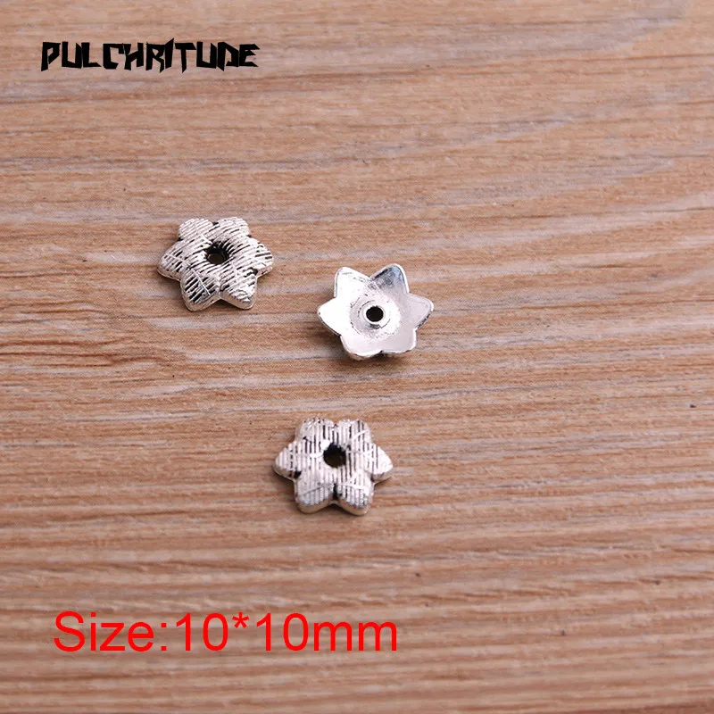 40pcs 10*10mm Antique color Bead Caps Charm Hollow Flower Pendants Jewelry Accessories DIY Receptacle Charms