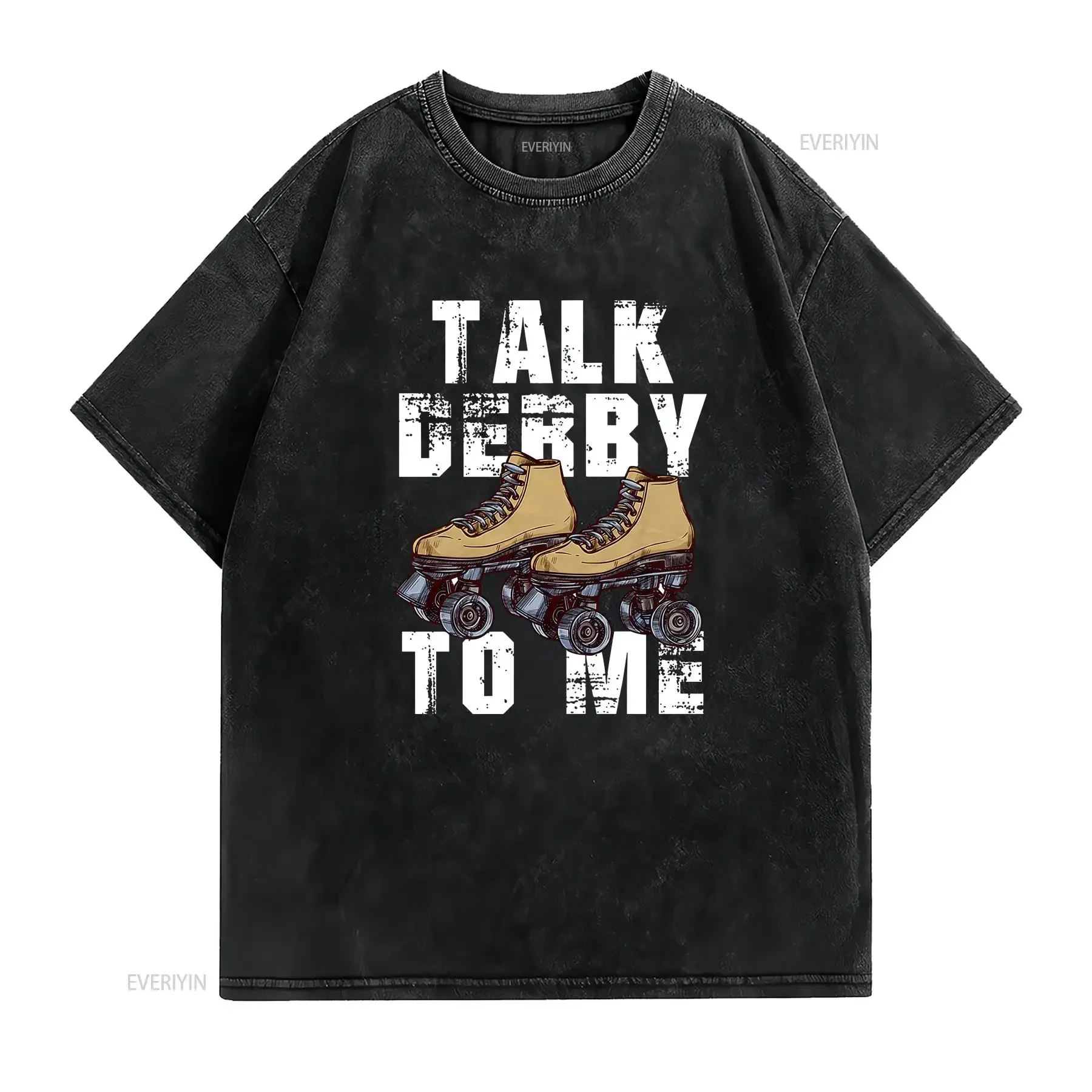 Derby Skater T Shirt Roller Talk To Me OS1871 vintage Washed designer clothes Casual Comfortable Stylish Versatile Stretched