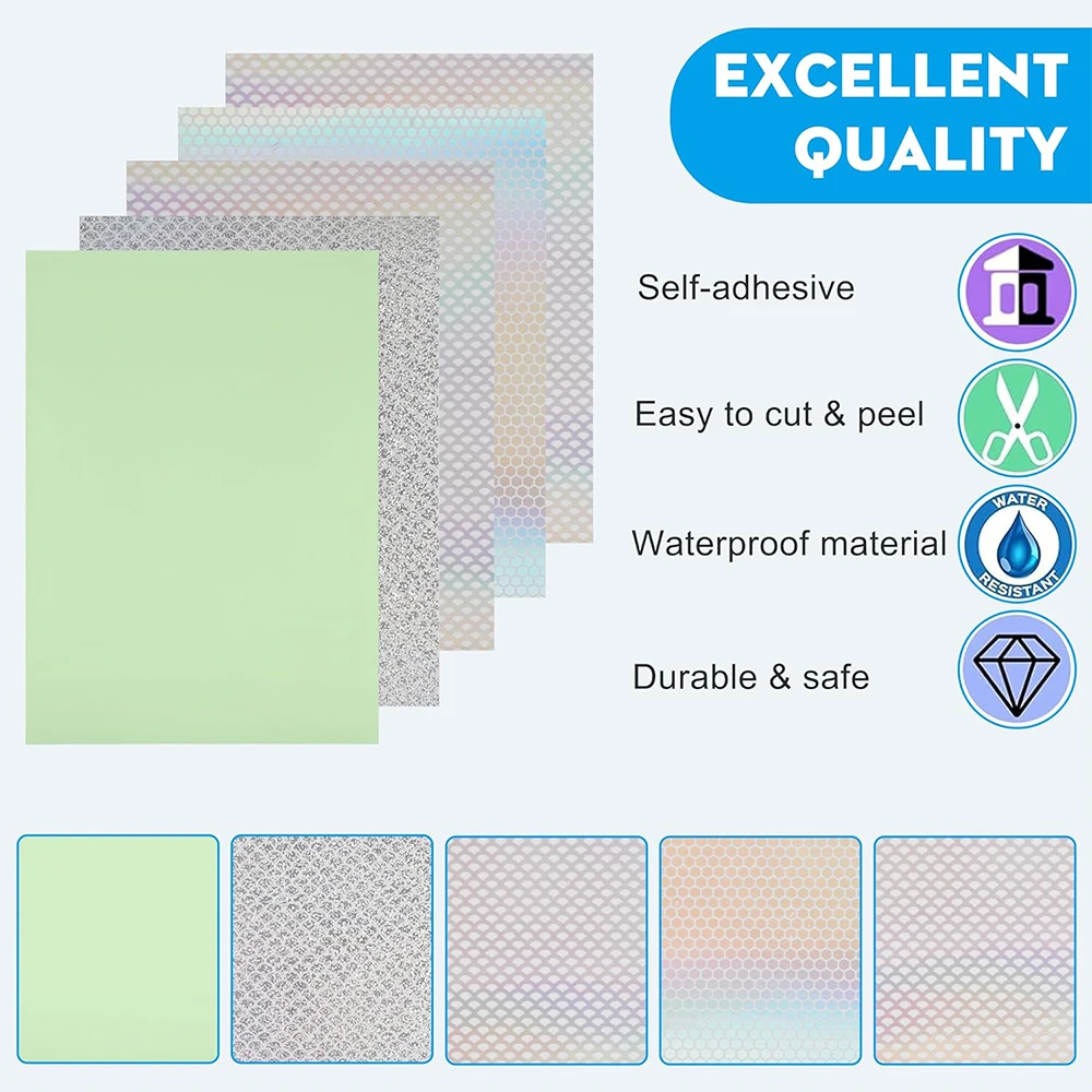 5Pcs Fishing Lures Tape Reflective Fish Scales Sticker Holographic Adhesive Film Flash Lure Tape for Fishing Lure Making