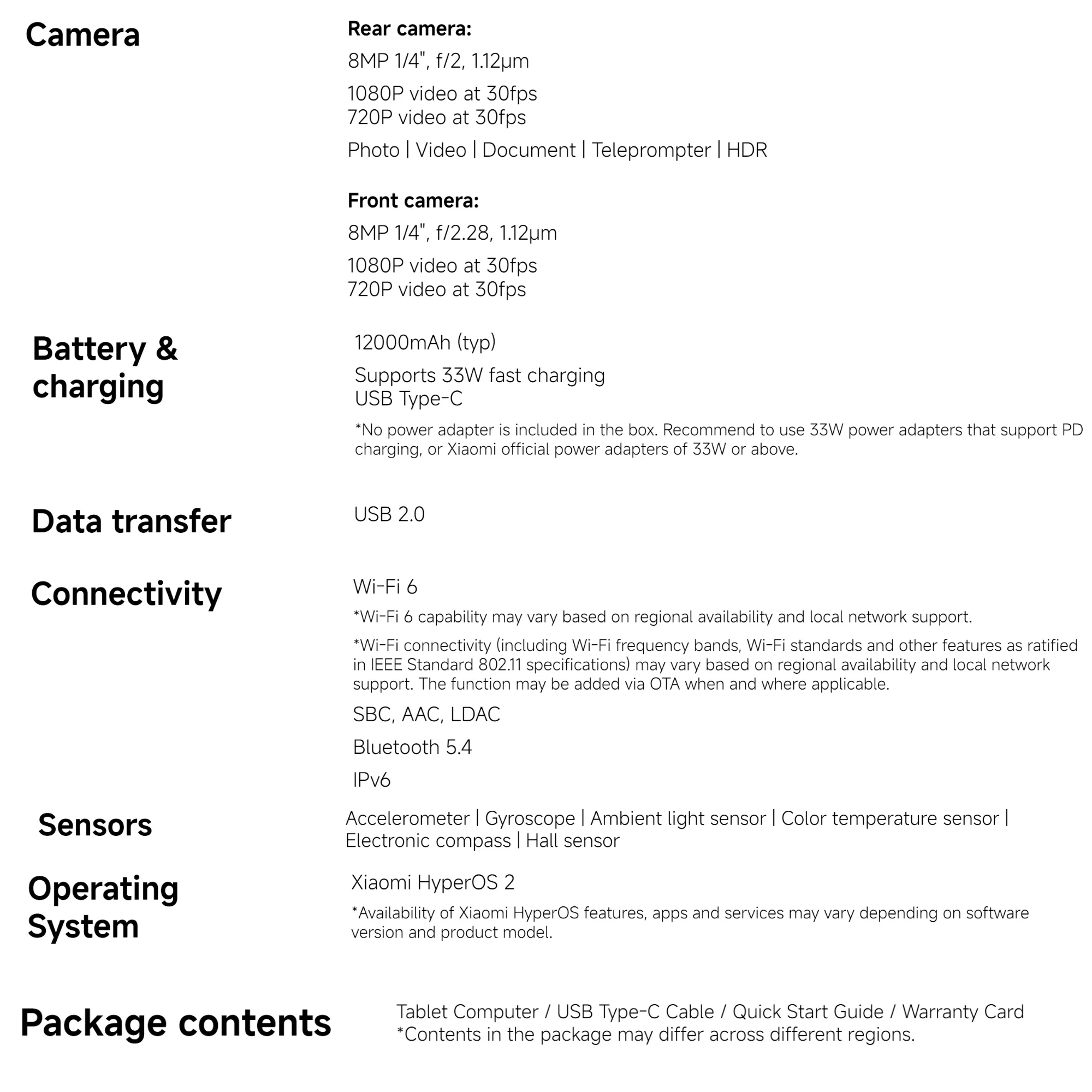 Xiaomi Redmi Pad 2 Pro, 8+256GB, Global Version, WIFI 6 12.1" 2.5K 120Hz Display Snapdragon® 7s Gen 4 Mobile Platform 8MP Camera 12000mAh 33W