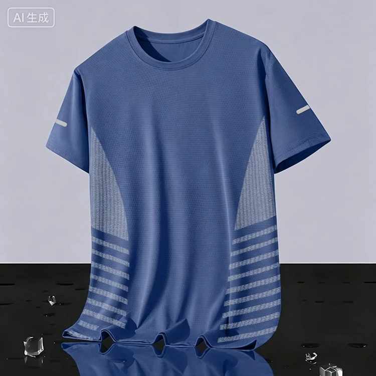 Neue Ice Silk Laufshirts für Herren, lockeres Kurzarm-Oberteil, Basketball-Gym-Sportbekleidung für Männer, Fitness-Workout, atmungsaktives Mesh-T-Shirt – Detail 20