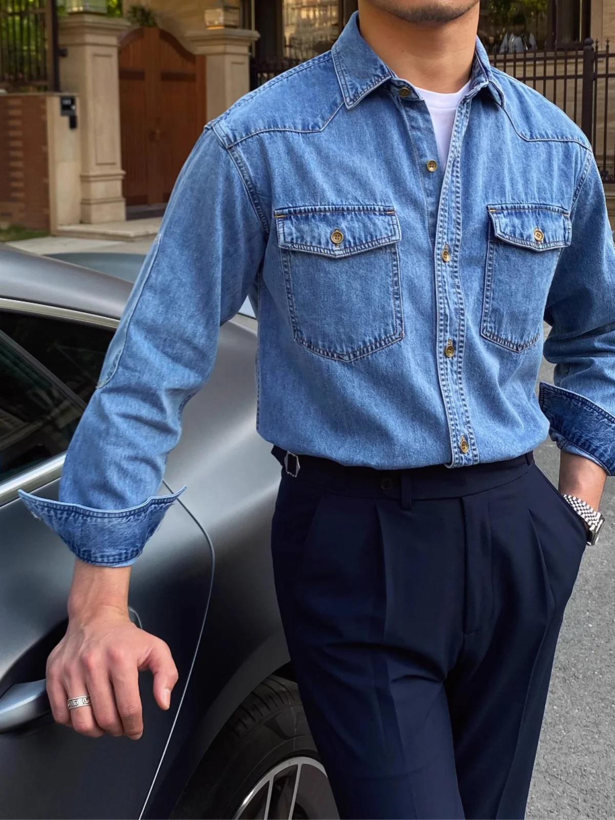 

Мужская легкая демисезонная куртка-рубашка из денима в стиле ретро, из смесового хлопка и льна, класса люкс