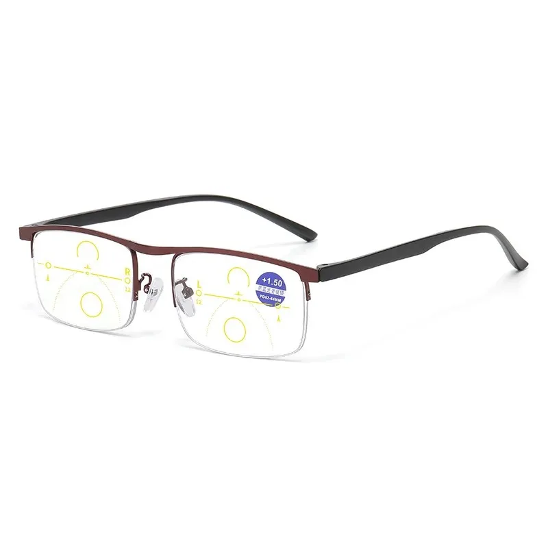 Progressive Multifocal Reading Glasses Men TR90 Metal Half Eyeglasses Anti Blue Light Near Far Dual Purpose Presbyopic Glasses image 4