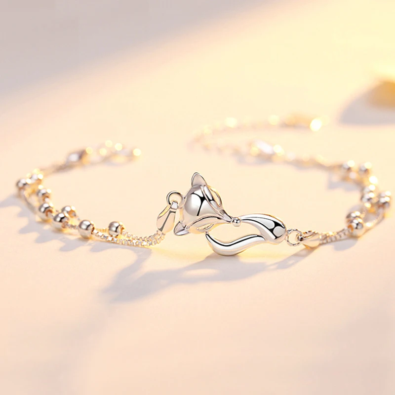 Cute Stylish Fox Bracelet Silver Color For Girl Woman Fashion Accessories Jewelry Gift