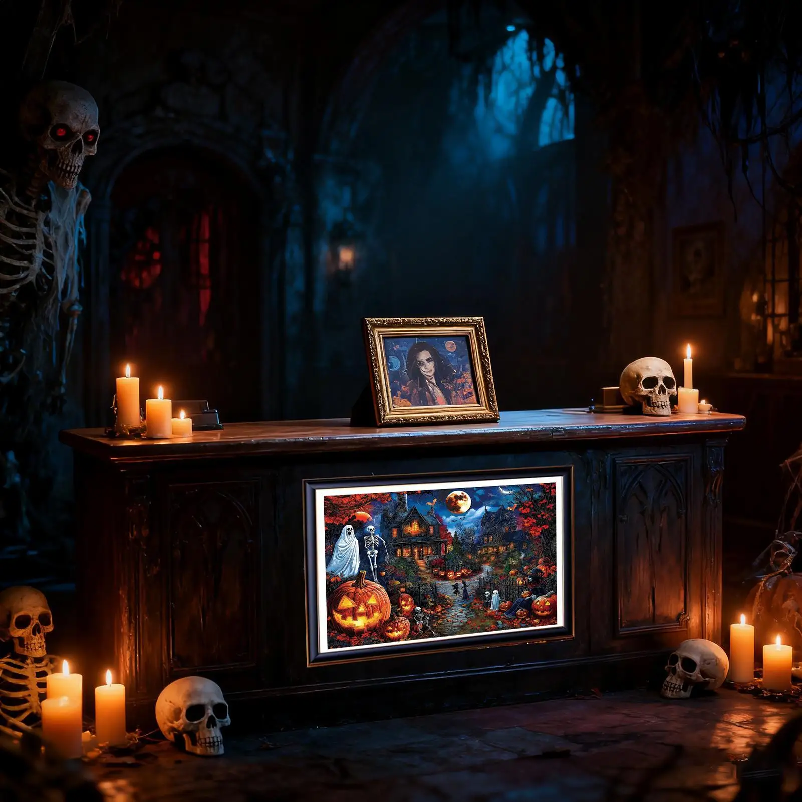 Halloween Puzzles For Adults 1000 Pieces Haunted House Family Jigsaw Puzzle Board Game Interactive Educational Toys For Family