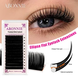 Abonnie Brown Colored Flat Eyelashes Extension Ultra Soft Ellipse Flat Lashes Split Tips Eyelash