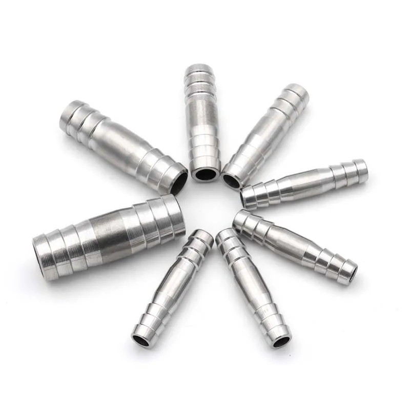

6 8 10 13 14 18 21 22mm Hose Barb Straight Through Two-way 304 Stainless Steel Pipe Fittings Connector Length 50mm55mm60mm65mm
