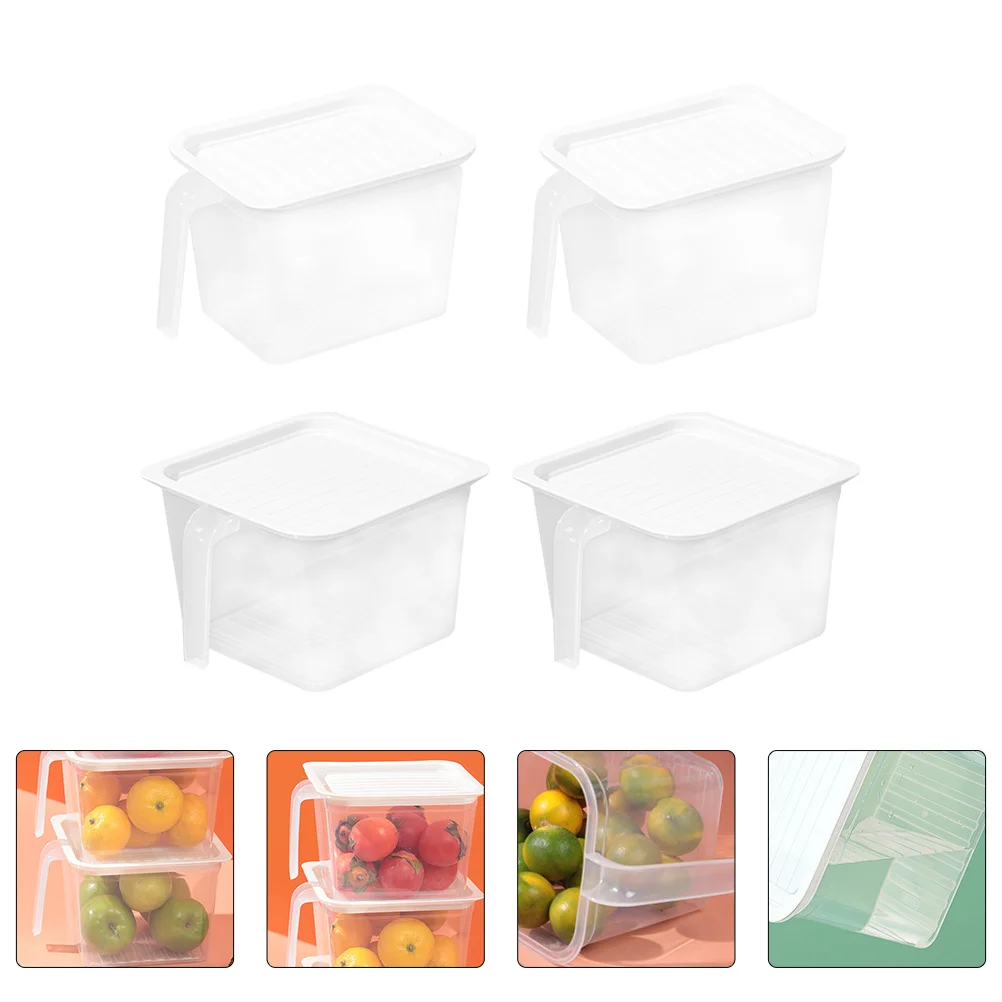 

4Pcs Mini Food Storage Case Kitchen Refrigerator Crisper Box Sealing Design with Handle Kitchen Sealing Box Food Storage Case