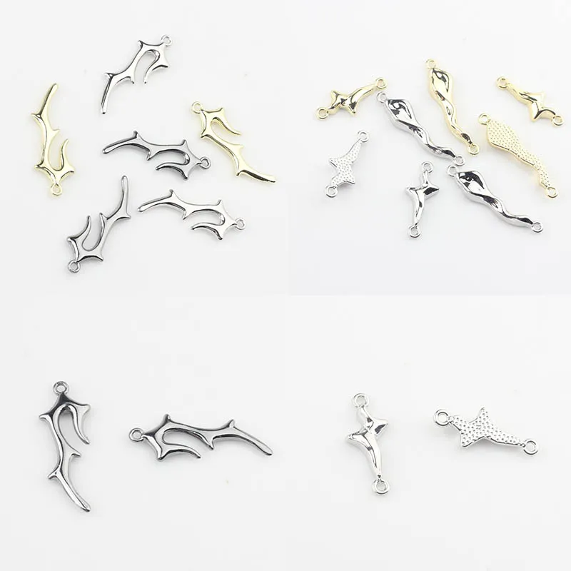 10PCS Zinc Alloy Geometric Irregular Antler Branch  For Earrings Necklace Pendant Handmade Materials Diy Jewelry Accessories