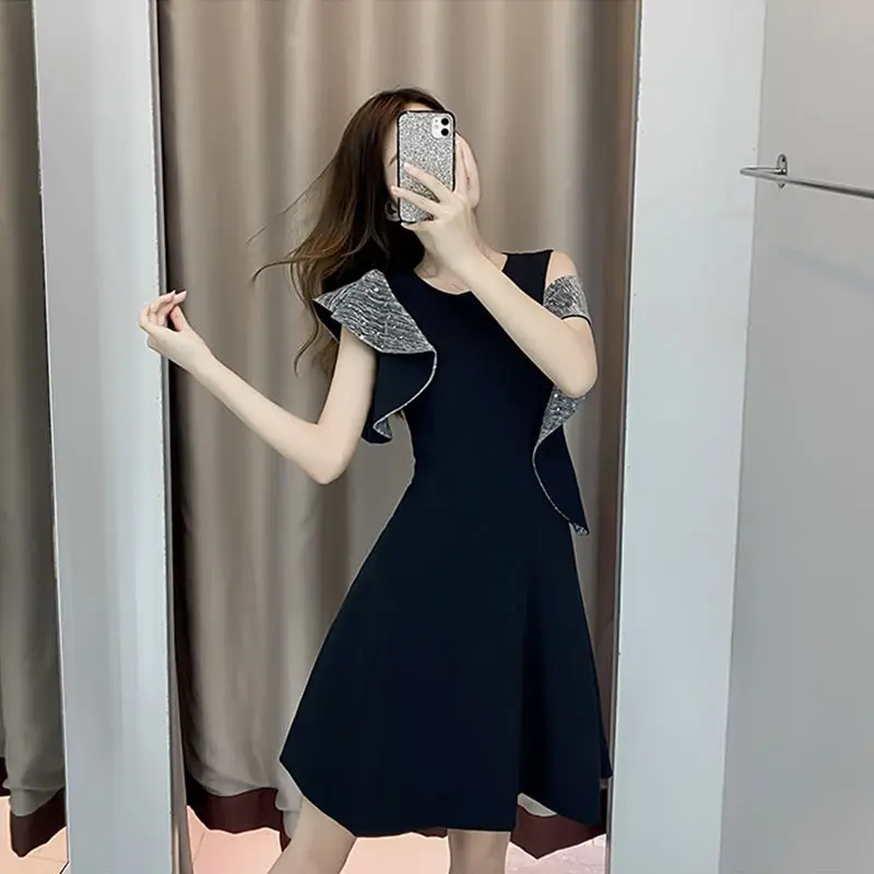 

Summer New Hepburn Style Small Dress Skirt Can Usually Be Worn Short Dress