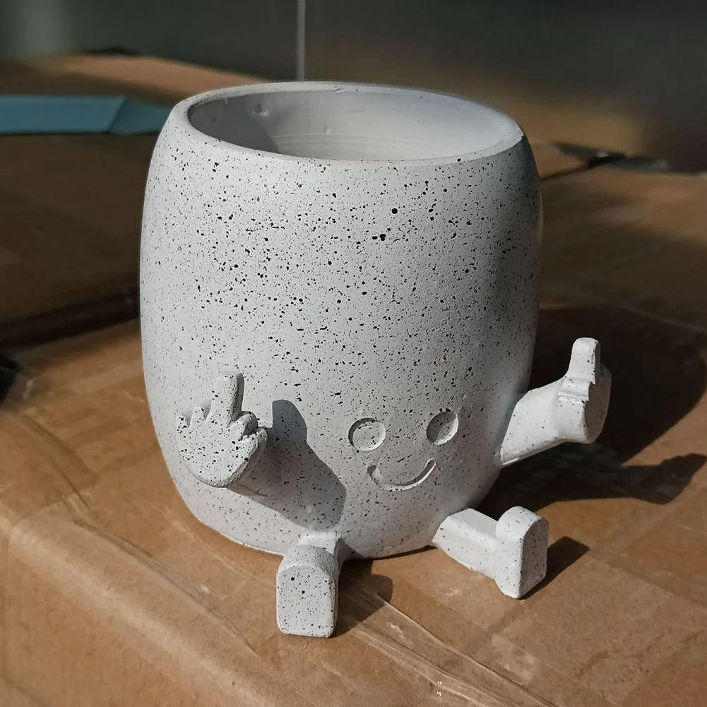 

Middle Finger Succulent Planter Pot Funny Little Person Flower Planter Cute Decorative Figurine Pot Creative for Home Office