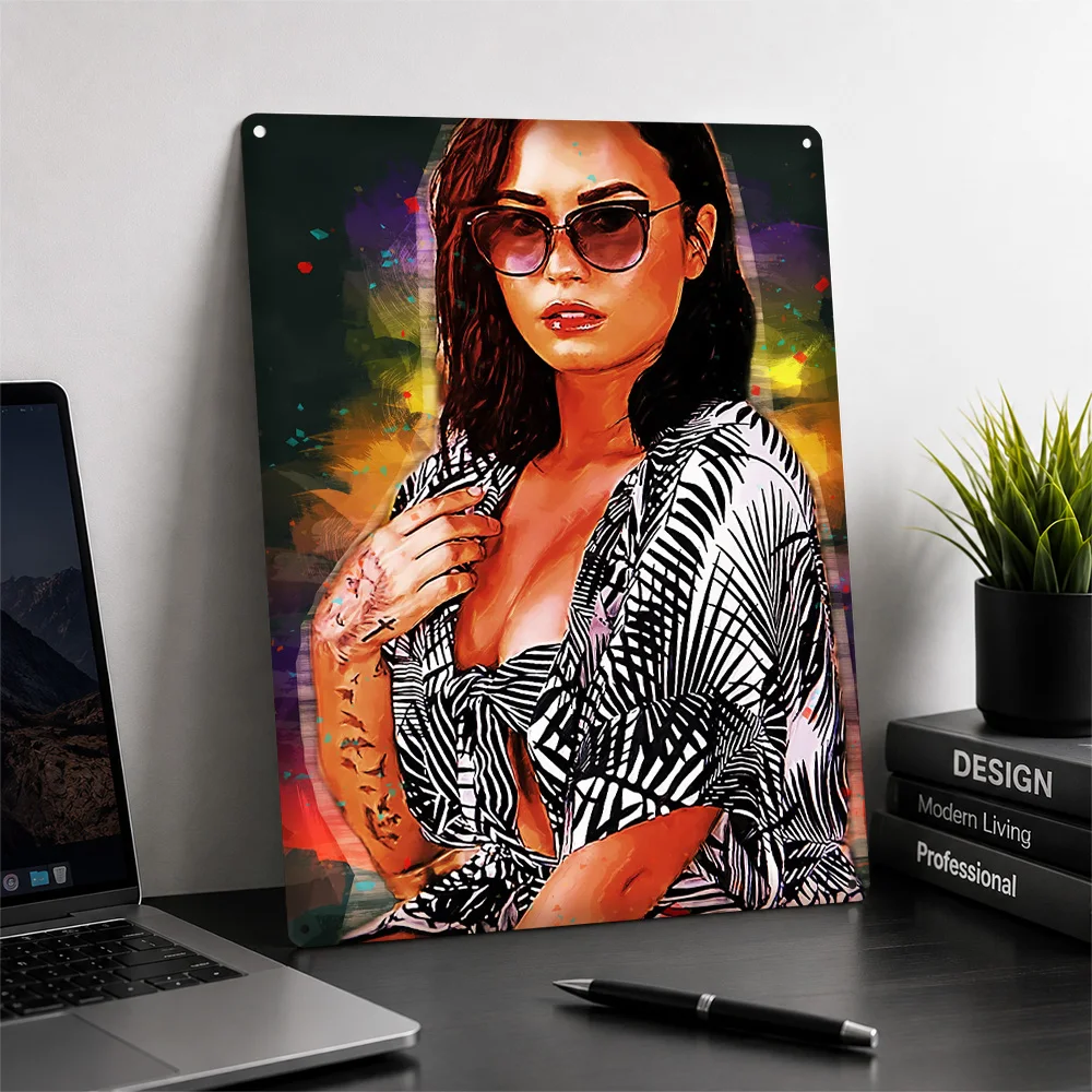 DEMI LOVATO Personalized 3D Textured Metal Poster Wall Art Tinplate Sign for Article Decoration Room Home Decorations Wand Deko