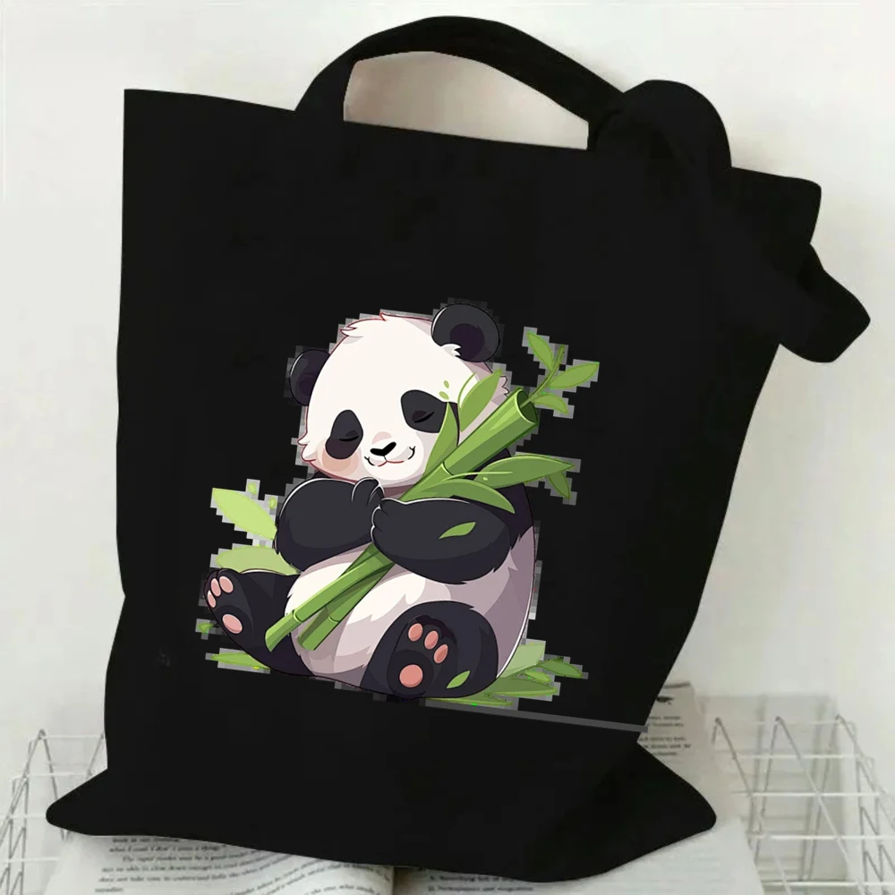 Womens Tote Bag Bicolor Mascot Silhouette Vibrant Green Bamboo Stem Pixelated Grass Matrix Printed Solid Black Backdrop