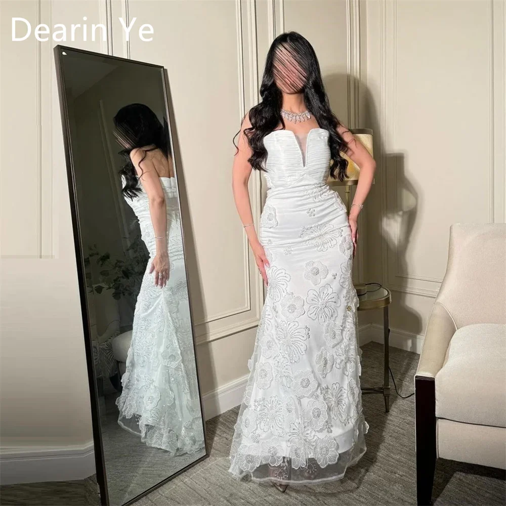 

Customized Formal Dress Dearin Spaghetti Strap A-line Floor Length Skirts Layered Tulle Sleeveless Applique Flower Bespoke Occas