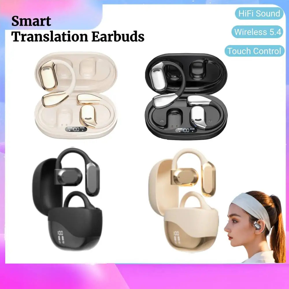 Portable Smart Translation Earbuds Bluetooth-Compatible AI Real-time Translators Headphones Multi Languages HD Voice Translators