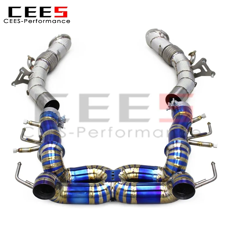 CEES  for Ferrari SF90 3.9T V8 2019-2023 Exhaust System Catback Exhaust Downpipe 76MM Pipes Titanium Exhaust Pipe Muffler