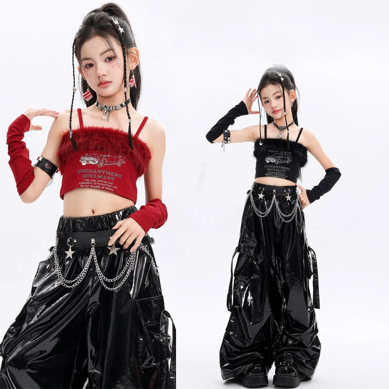 Summer Girls Jazz Dance Costume Group Performance K-pop Outfits Kids Hip Hop Dance Clothes Child Ballroom Dance Wear XS11604