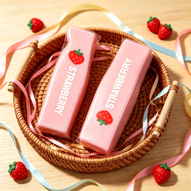 Fragrant Strawberry Cream Stick Squishy Toy Slow Rising PU Pop Fidget Toy Kids Gift Classroom Reward Holiday Office Decor.