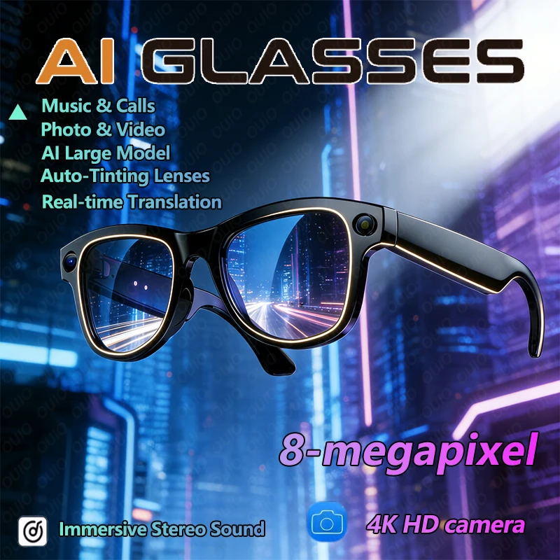 

Real-time Translation Smart Glasses Immersive Stereo Sound 8 Million Pixel High-definition Camera Music And Calls Smart Glasses