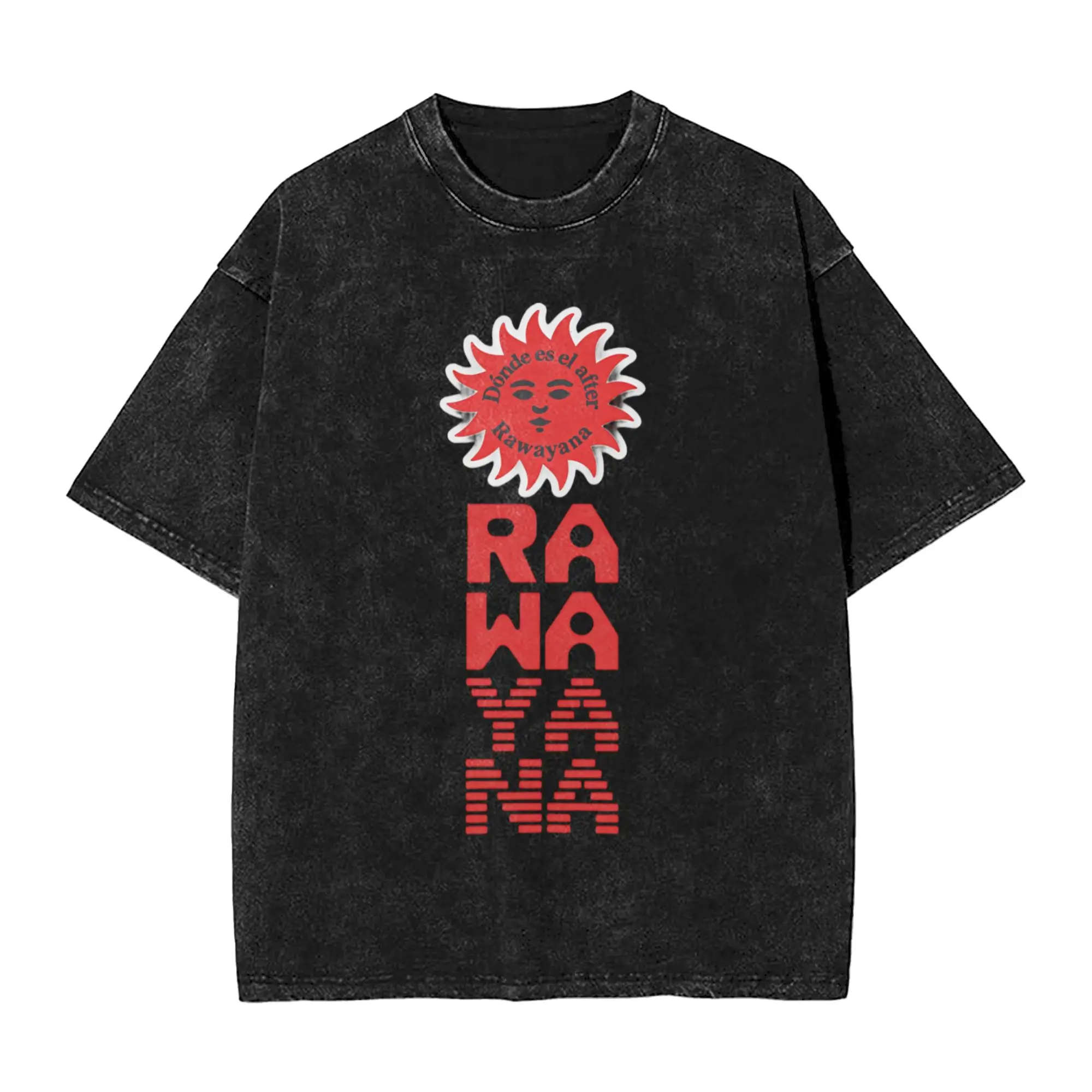 Harajuku Washed Shirts Rawayana ¿Donde Es El After? 2026 Album Merch Fashion T Shirt Harajuku  Streetwear 100% Cotton