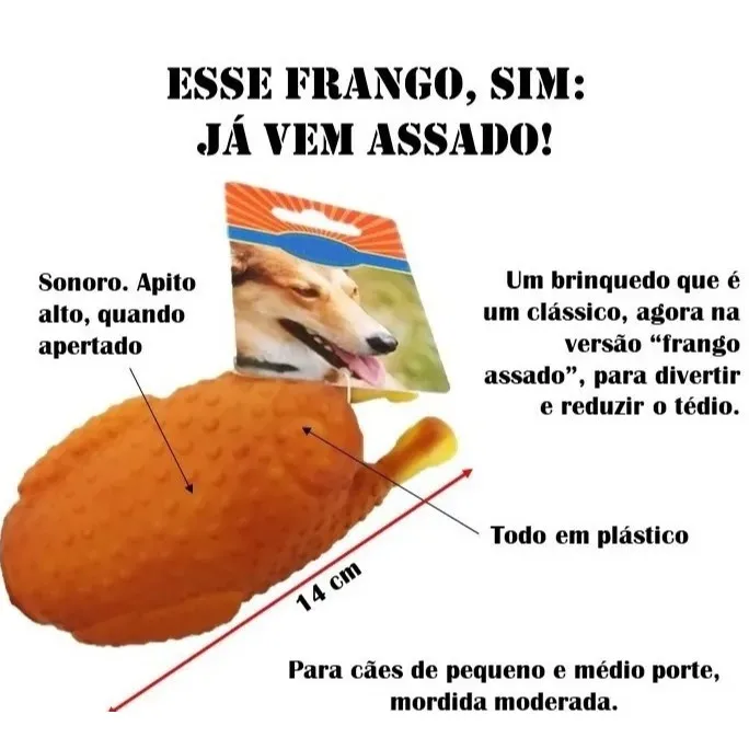 Brinquedo Cachorro Pets Galinha Frango Assado Com Som